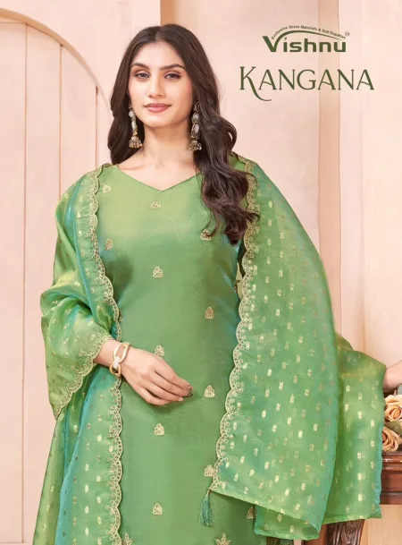 Kangana By Vishnu German Silk Dress Material